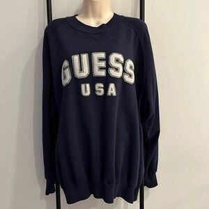 Vintage Guess  USA George’s Marciano Blue Patch Round Neck Sweatshirt Size L Y2K